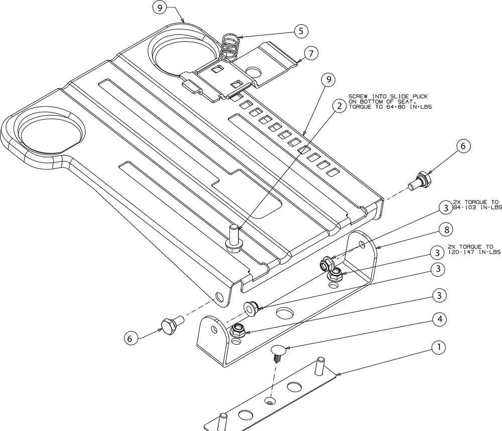 Seat Adjustment Diagram and Parts List for XT2-LX46KH (13YQA1CT010)(2016) Cub Cadet Lawn Tractor